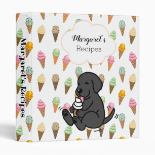 Personalized Black Lab Licking Ice Cream Binder