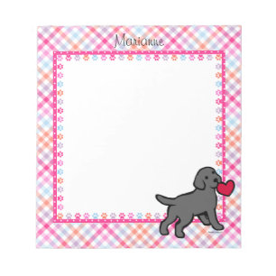Personalized Black Lab Puppy and Red Heart Notepad