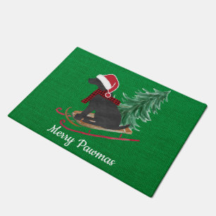 Personalized Black Lab Xmas Sled Doormat