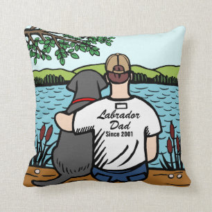 Personalized Black Labrador and Dad 2 Throw Pillow