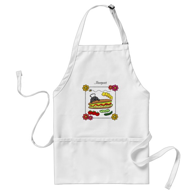 Personalized Black Labrador Bakery Cartoon Standard Apron (Front)