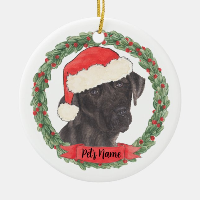 Personalized Black Labrador Ceramic Ornament (Front)