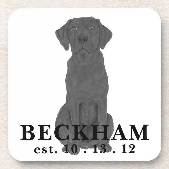 Personalized Black Labrador Coaster (Front)