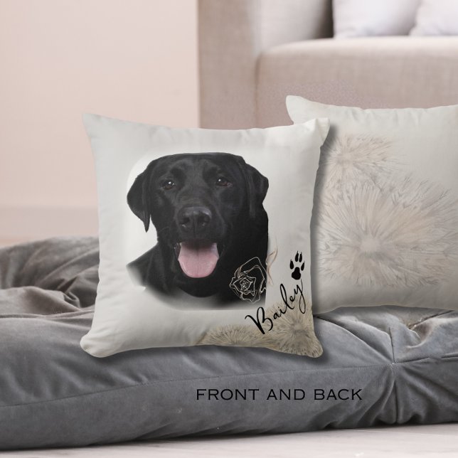 Personalized Black Labrador Dog Photo Image  Throw Pillow (Personalized Black Labrador Dog Photo Image Throw Pillow)