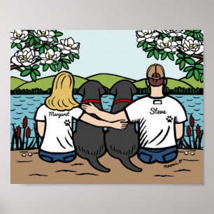 Personalized Black Labrador Family Blonde Long Poster