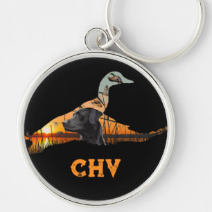 Personalized Black Labrador Keychain, Duck Keychain