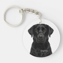 Personalized Black Labrador Portrait Dog Keychains