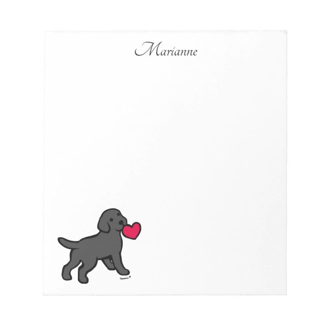 Personalized Black Labrador Puppy and Heart Notepad (Front)