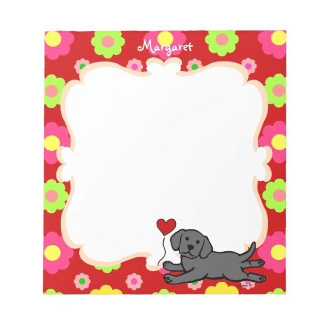 Personalized Black Labrador Puppy Notepad (Front)