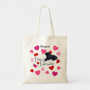 Personalized Black Labrador Puppy Tote Bag