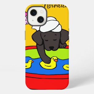 Personalized Black Labrador Rubber Ducks Case Dark