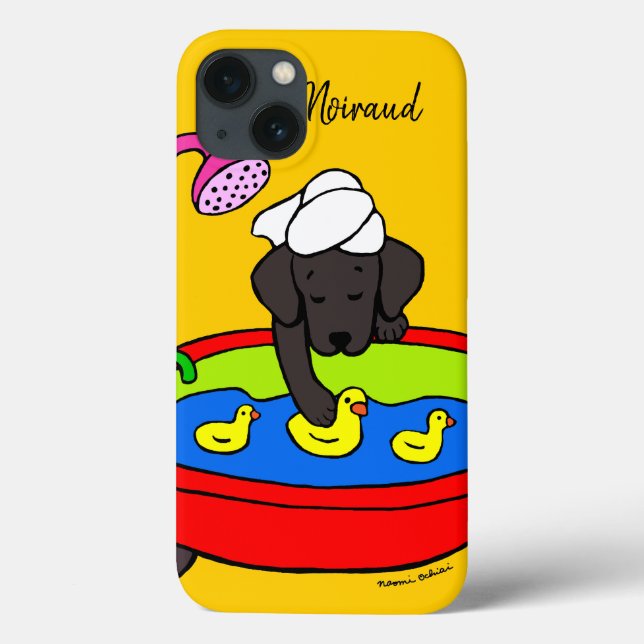 Personalized Black Labrador Rubber Ducks Case Dark (Back)