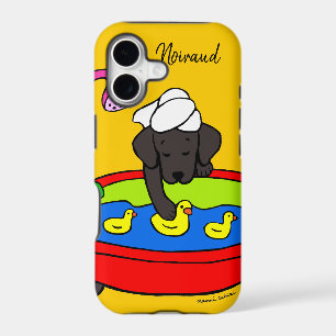 Personalized Black Labrador Rubber Ducks Case Dark