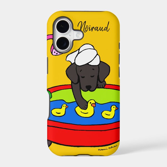 Personalized Black Labrador Rubber Ducks Case Dark (Back)