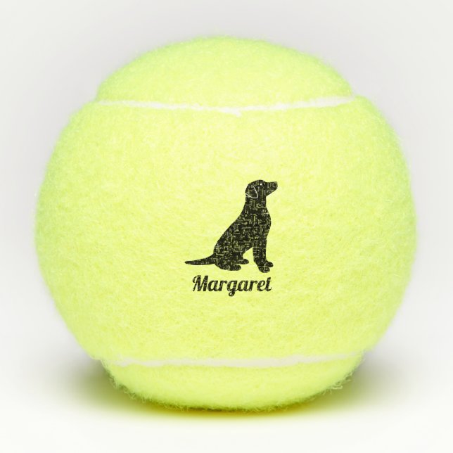 Personalized Black Labrador Silhouette Tennis Balls (Front)