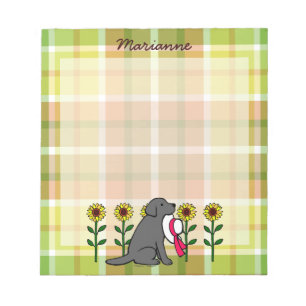Personalized Black Labrador with Sunflowers Notepad