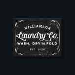 Personalized Black Laundry Co Wash Dry Fold Sign<br><div class="desc">Hang this personalized black photo canvas sign in your laundry room and bring a little bit of that rustic farmhouse vibe to your home decor. Use the customize options to create a truly one of a kind for yourself by changing fonts and the background colour.</div>