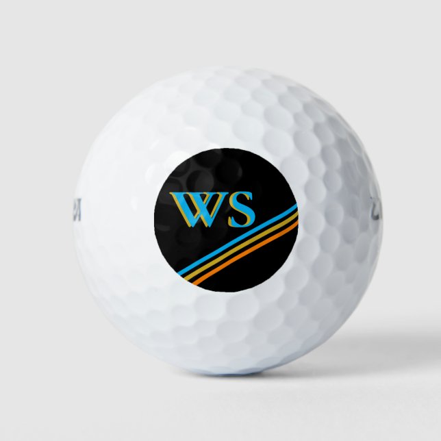 Personalized Black Leather Golf Head Cover Golf Balls (Front)