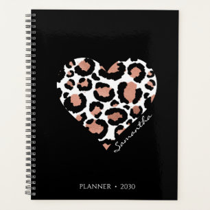 Personalized Black Leopard Cheetah Pattern  Planner