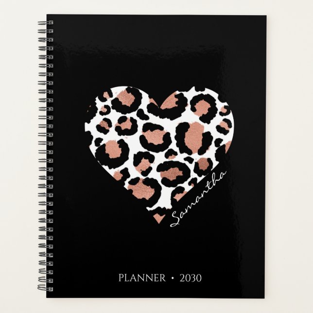 Personalized Black Leopard Cheetah Pattern  Planner (Front)
