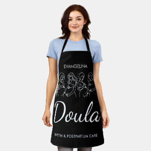 Personalized Black Line Art Midwife Doula Apron