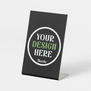 Personalized Black Logo QR Code Business Branding Pedestal Sign