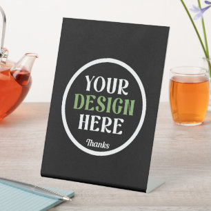 Personalized Black Logo QR Code Business Branding Pedestal Sign