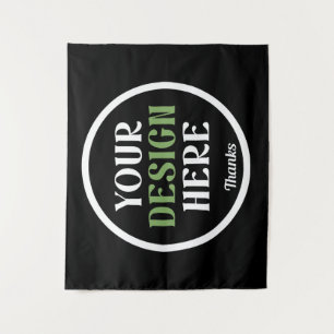 Personalized Black Logo QR Code Business Branding Tapestry