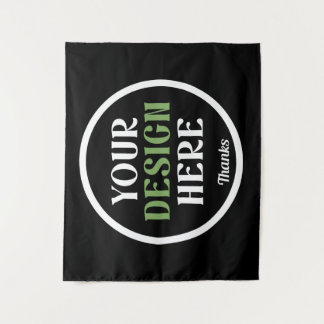 Personalized Black Logo QR Code Business Branding Tapestry