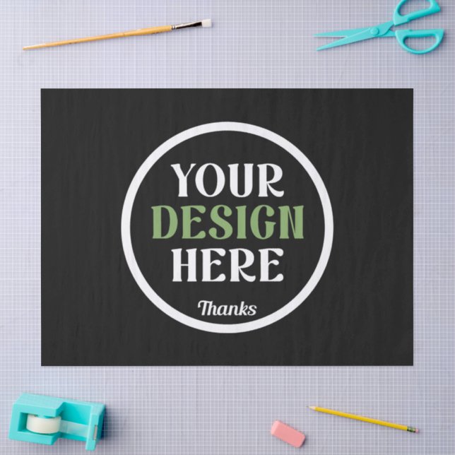 Personalized Black Logo QR Code Business Branding Tissue Paper (Craft)
