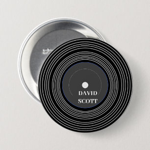 Personalized black Lp vinyl 3 Inch Round Button