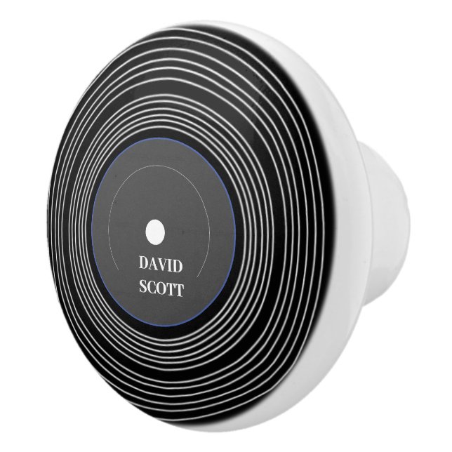 Personalized black Lp vinyl Ceramic Knob (Right)
