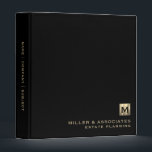 Personalized Black Luxury Gold Initial Logo Binder<br><div class="desc">Keep all of your important estate planning documents organized with this personalized 3-ring binder. Featuring a sleek black design with a gold initial logo, this binder is the perfect accessory for any estate planner. Customize the front cover with your name and add your own touch with the option to personalize...</div>