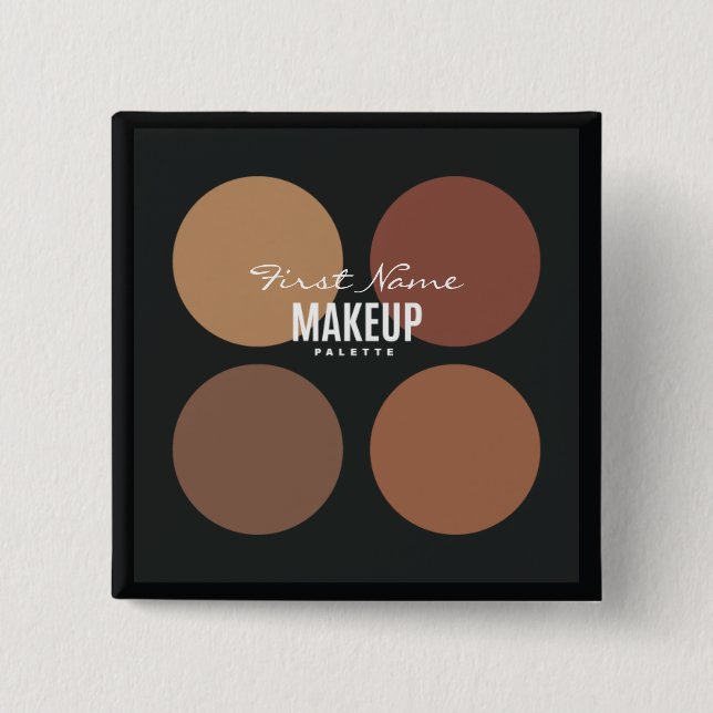 Personalized Black Makeup Palette 2 Inch Square Button (Front)