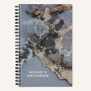 Personalized Black Marble Artist Sketchbook  Notebook