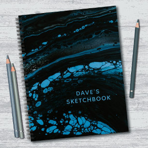 Personalized Black Marble Sketchbook Notebook