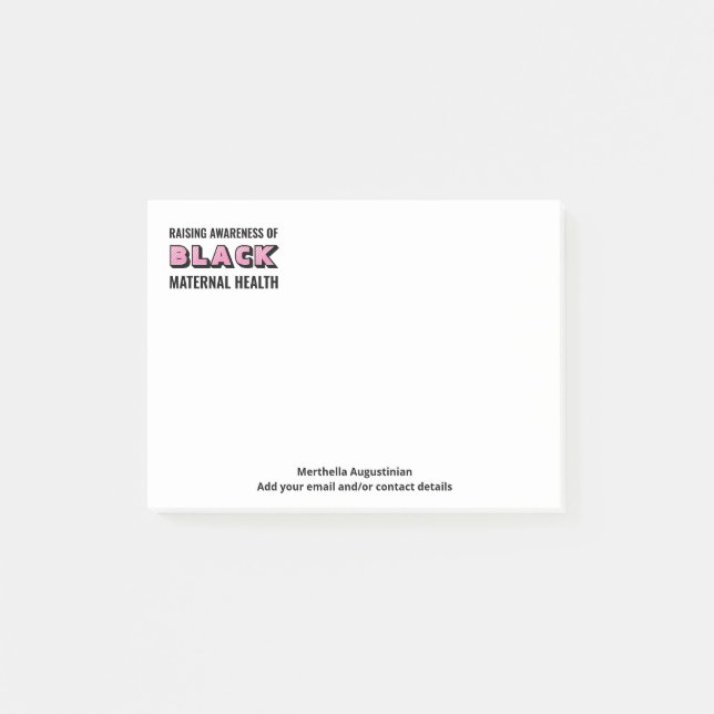 Personalized Black Maternal Health Awareness Post-it Notes (Front)