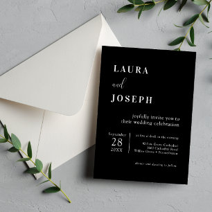 Personalized Black Minimalist Modern Wedding Invitation