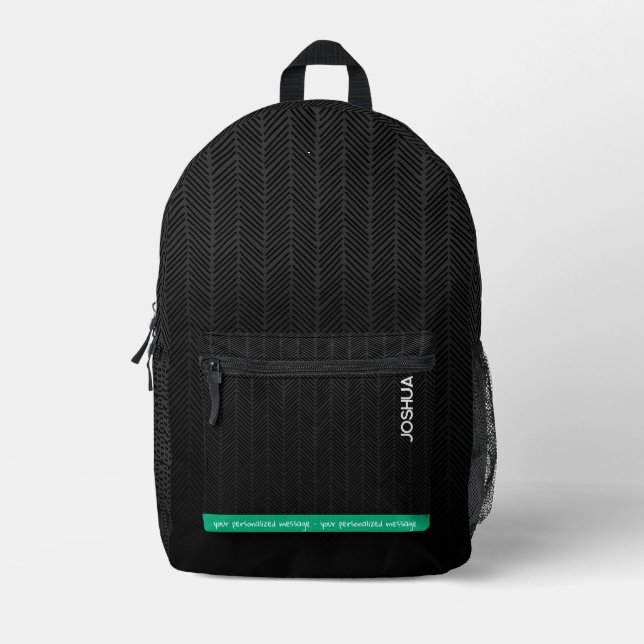 Personalized Black Modern Name  Printed Backpack (Front)