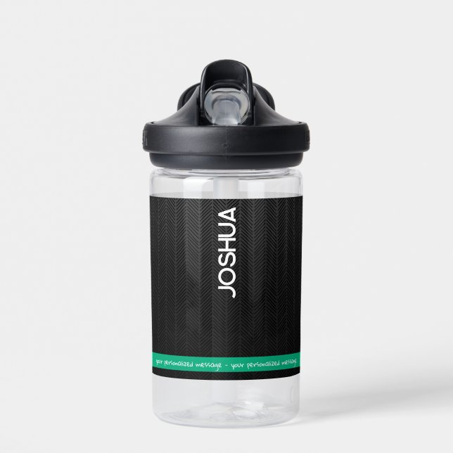 Personalized Black Modern Name  Water Bottle (Front)