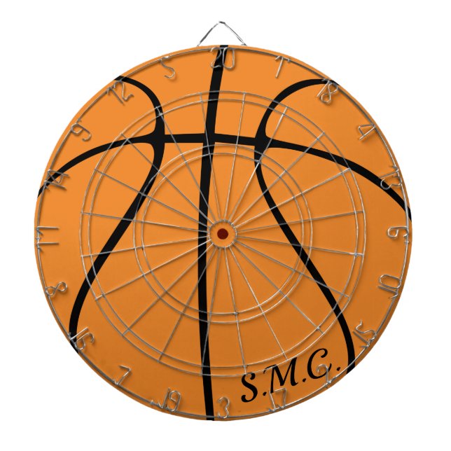 Personalized Black Modern orange Basketball Dart B Dartboard (Front)