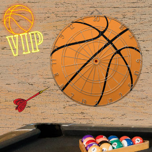 Personalized Black Modern orange Basketball   Dart Dartboard