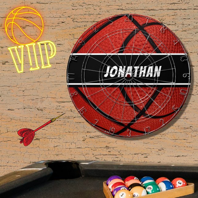 Personalized Black Modern orange Basketball   Dartboard (Creator Uploaded)