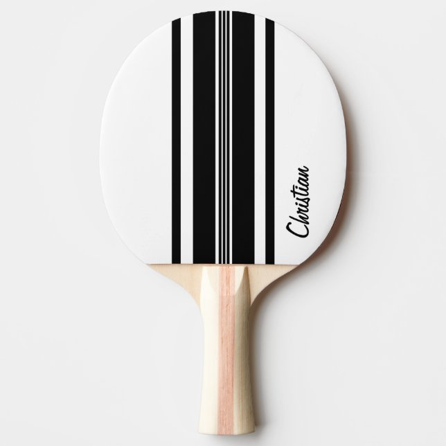 Personalized Black Modern Racing Stripes Ping Pong Paddle (Front)