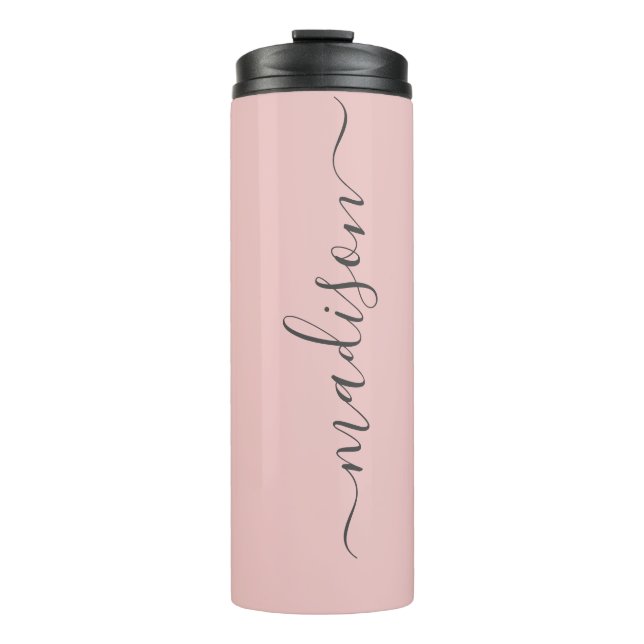Personalized Black Modern Stylish Typography Chic  Thermal Tumbler (Front)