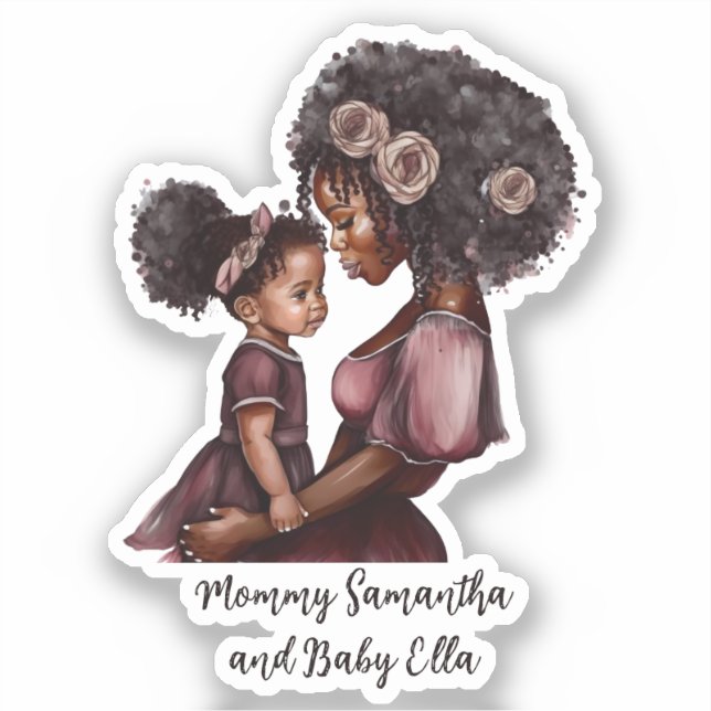 Personalized Black Mom and Daughter (1) (Front)