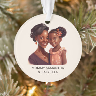 Personalized Black Mom and Daughter (10) Ornament