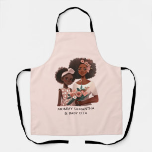 Personalized Black Mom and Daughter (12) Apron