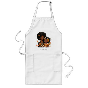 Personalized Black Mom and Daughter (13) Long Apron