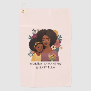 Personalized Black Mom and Daughter (14) Golf Towel
